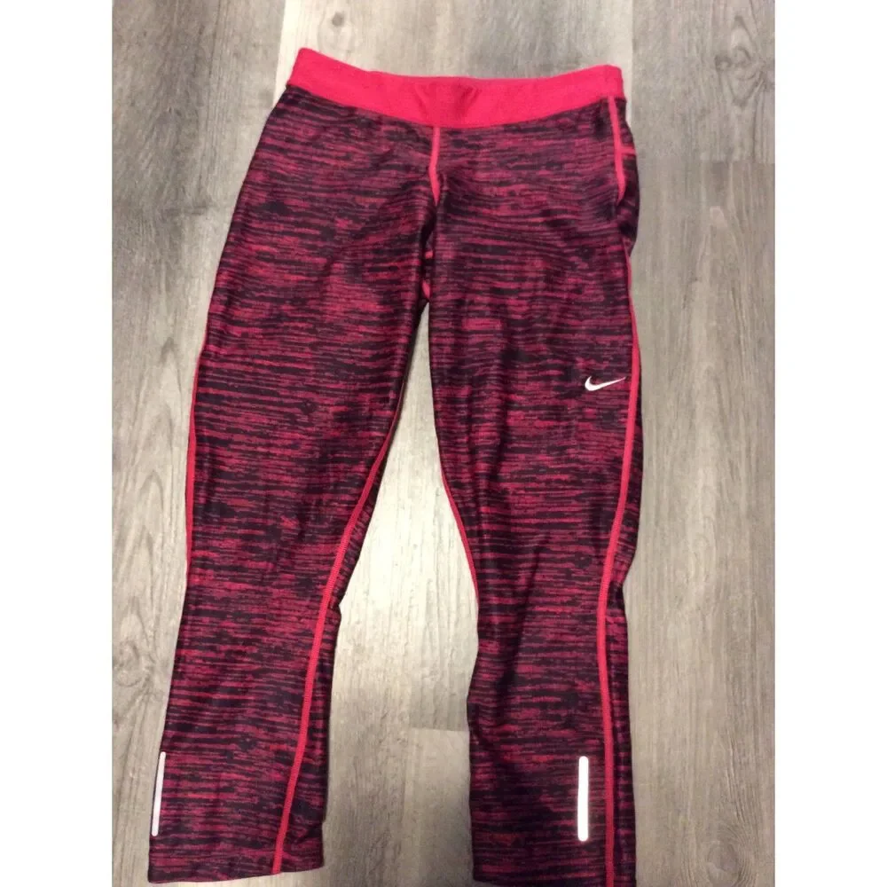 Nike Dri Fit Leggings Medium M Pink Black Capri